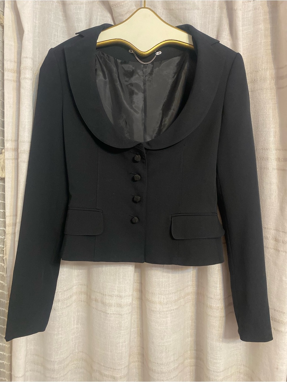 Motivi Made in Italy Black Blazer Jacket Womens Size 6 Empire-Waisted Flattering